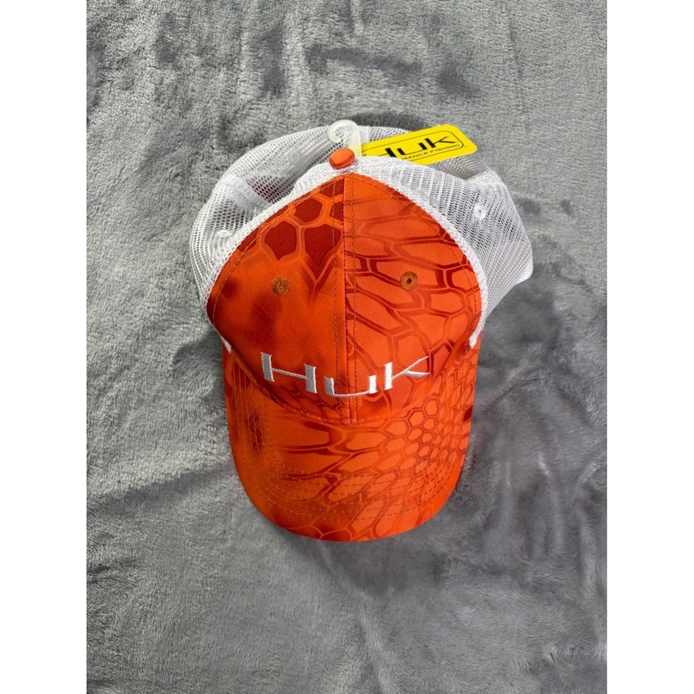 Huk Trucker Hat Fishing Kryptek Logo Mens OS Orange NWT Mesh Back